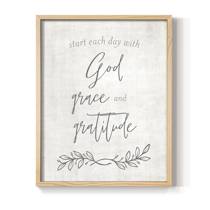 «God Grace and Gratitude», reproduction encadrée - bois massif, Naturel, H 11 po x l 9 po