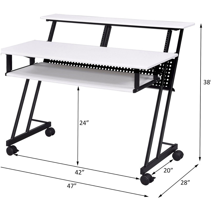 Bureau de studio d'enregistrement de musique en métal blanc et noir