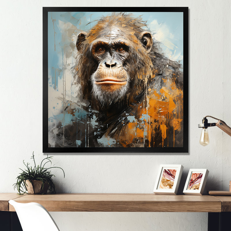 Orang-outan orang-outan, H 36 po x l 36 po x P 1,5 po, Cadre simple noir