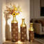 Ensemble de 3 vases décoratifs en métal, motif de feuilles brunes rustiques pour la maison et le salon