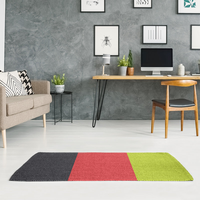 Tapis gris charbon/torche à rayures rouge/volts, Rectangle 4 pi x 6 pi