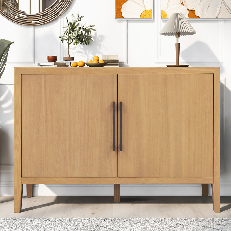 47.25" W 2-Door Wood Storage File Cabinet Credenza, Natural