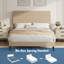 Lit plateforme tapissier pleine grandeur avec tête de lit réglable, structure en tissu de lin et support à lattes de bois, conception silencieuse pour les chambres modernes-739561661-739561663