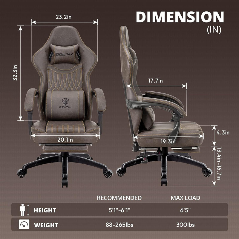 C&g Home Faux Leather PC & Racing Game Chair, Black