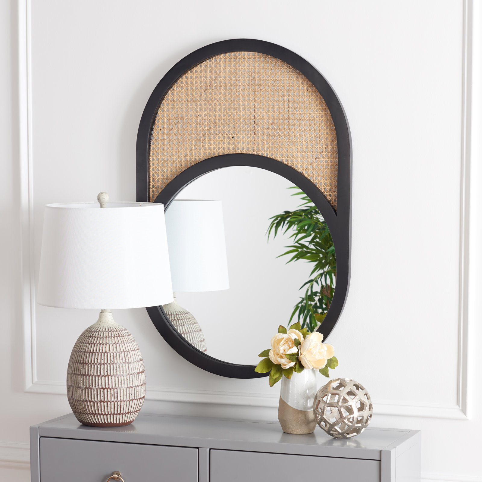 Risley 24" Pine Accent Mirror, Black/Natural