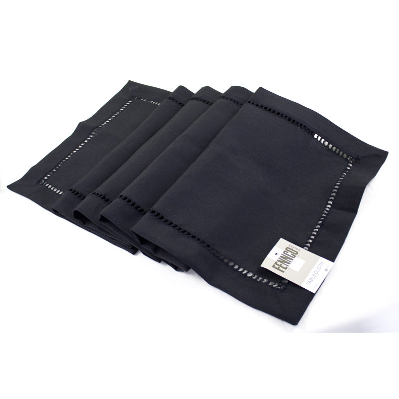 Black Polyester Hemstitched 14"x90" Table Runner