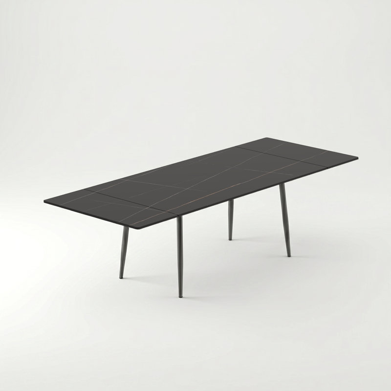 62.9-94.4 Inch Extendable Sintered Stone Dining Table, Black