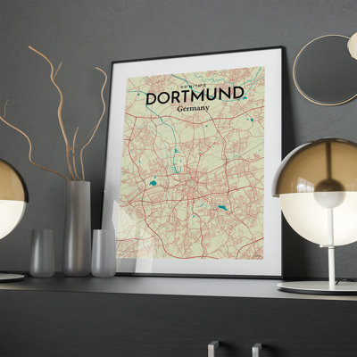 Dortmund City Map In Tricolour - No Frame Print