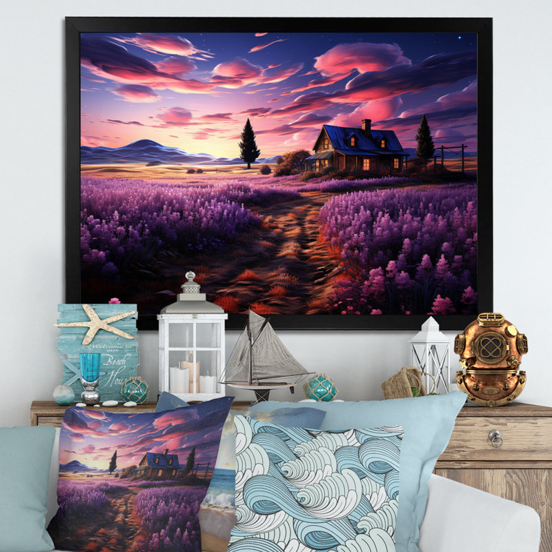 «Old Purple Farm House II», reproduction sur toile, H 12 po x l 20 po x P 1 po, Cadre photo noir