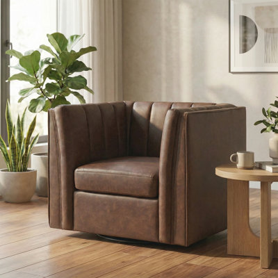 35.4'' Wide Upholstered Swivel Chair