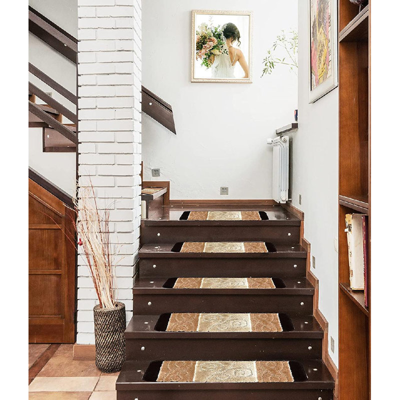Caylee Non-Slip Stair Tread, Beige, 8.5" x 30"