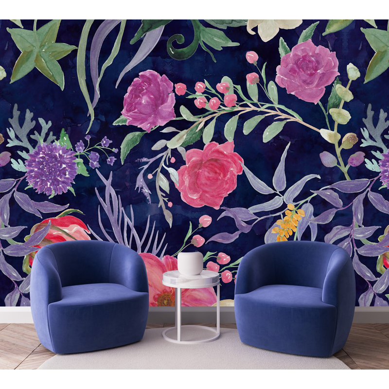 Peel & Stick Floral Wall Mural, 8.33' W x 8.33' L
