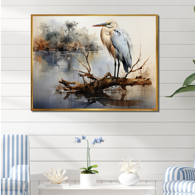 Héron au lac Horizon - héron, art mural