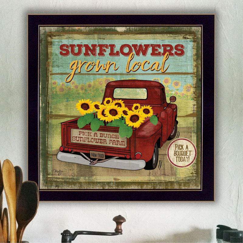 «Sunflowers From the Farm» par Mollie B., reproduction d'art mural, affiche prête à accrocher