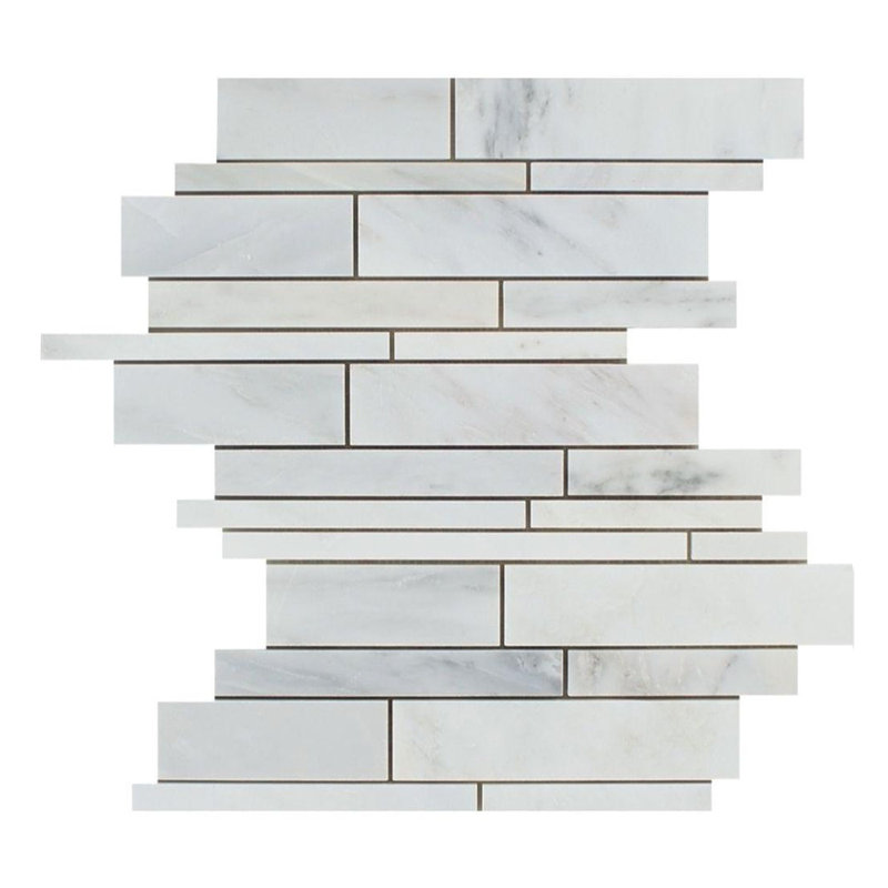 Oriental White Linear Marble Look Floor And Wall Mosaic