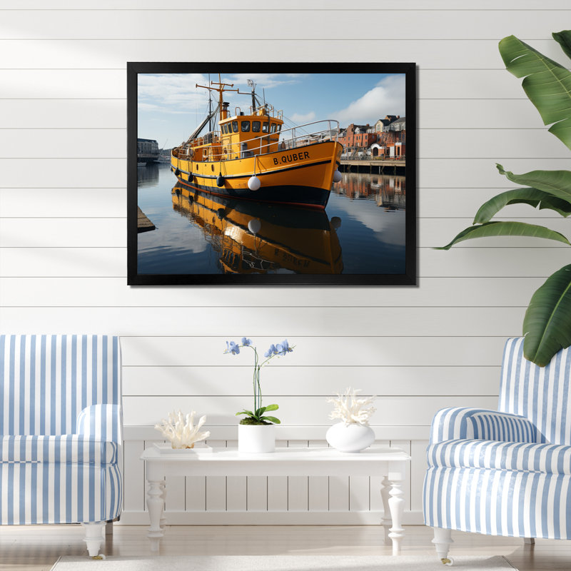 Port Quayside Contrast III sur toile, H 24 po x l 32 po x P 1 po, Cadre photo noir