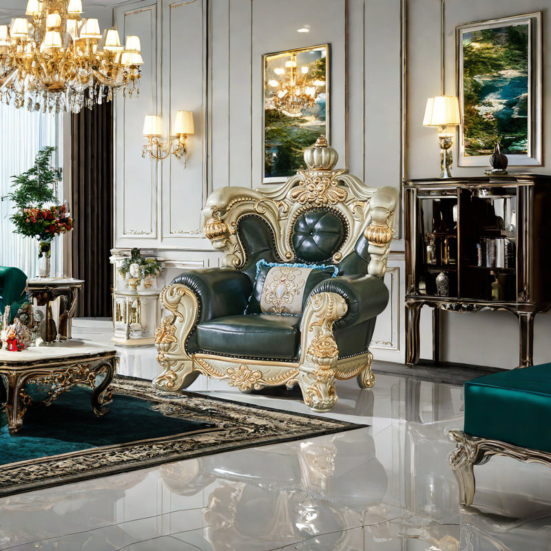 Fauteuil de luxe en cuir véritable European