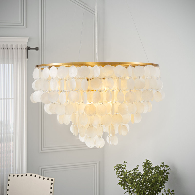 6-Light Dimmable Capiz Shell Chandelier