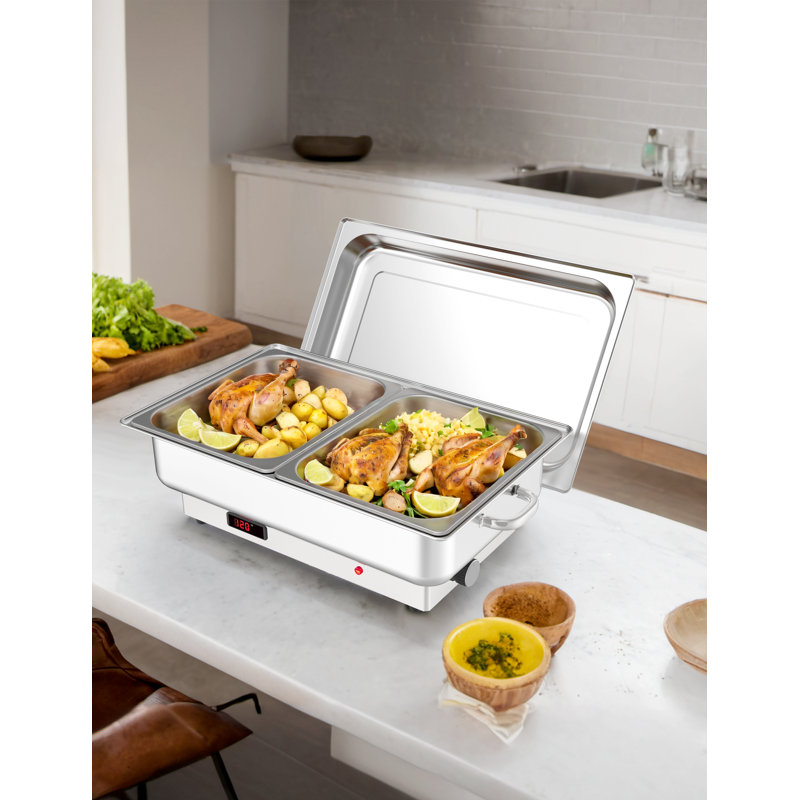 Ensemble de buffet électrique pour réchaud électrique - Chauffe-plat en acier inoxydable 9 pte - Température réglable de 400 W (86 à 200 ° F) - Poêles doubles et grandes - Idéal pour les fêtes, la restauration, les mariages, les restaurants