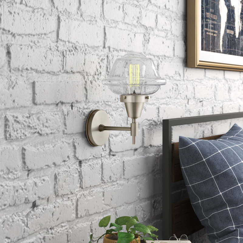 Gayle Chrome Armed Sconce, Seedy, Satin Nickel, LED