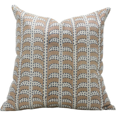 Fabdivine Garud Block Print Pillow Cover Handmade Linen Boho Cushion with Zipper, Natural Decorative Throw Pillow for Sofa & Bed- 14x20 Inch 