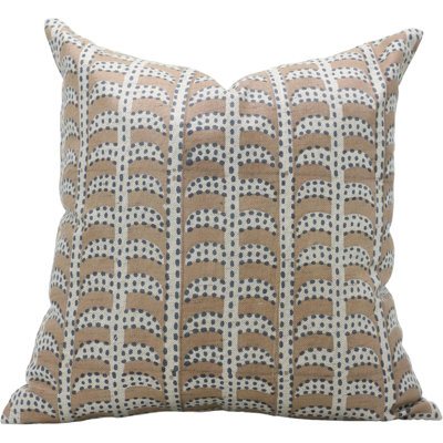 Fabdivine Garud Block Print Pillow Cover Handmade Linen Boho Cushion with Zipper, Natural Decorative Throw Pillow for Sofa & Bed- 20x20 Inch