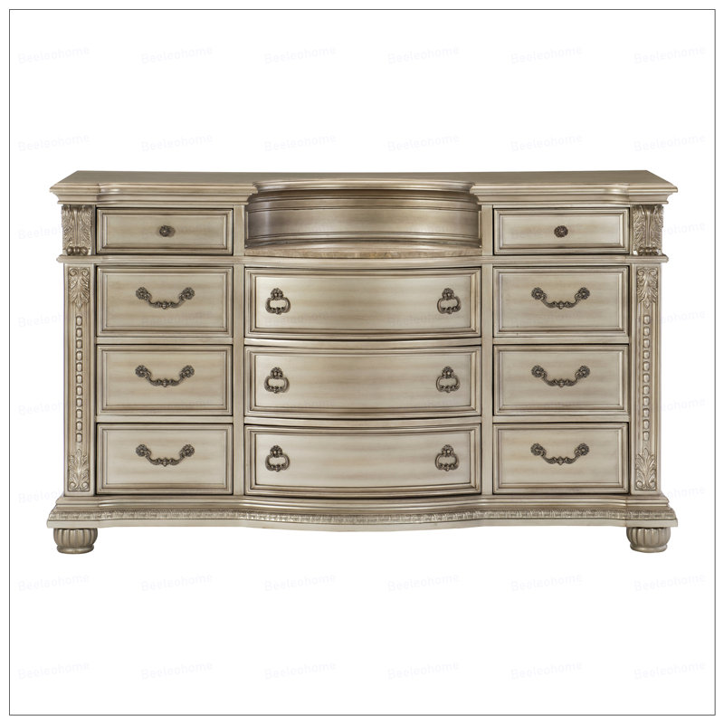 Commode de luxe argentée à 11 tiroirs avec mobilier européen