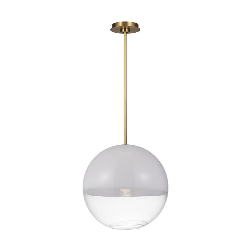Sean Lavin Torian 1 Light Kitchen Pendant With Milk Clear Glass Mix Shade, Burnished Brass
