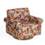 Fauteuil pivotant rembourré avec accoudoirs roulés et garniture cloutée-209640896