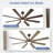 66 Inch Large Ceiling Fan with Light, Modern 8-Blade Walnut and Wood Grain Indoor Outdoor Fans with Remote App Control Dimmable Light, Quiet DC Motor Reversible 6 Speed Timer-652494708-652494713-652494718