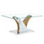 Table basse rectangulaire. Comptoir en verre trempé et pieds en panneau de fibres à densité moyenne artistiques, parfaits pour accueillir des dîners, des conférences, des décorations de maison et de bureau. Table de salle à manger blanche et en bois