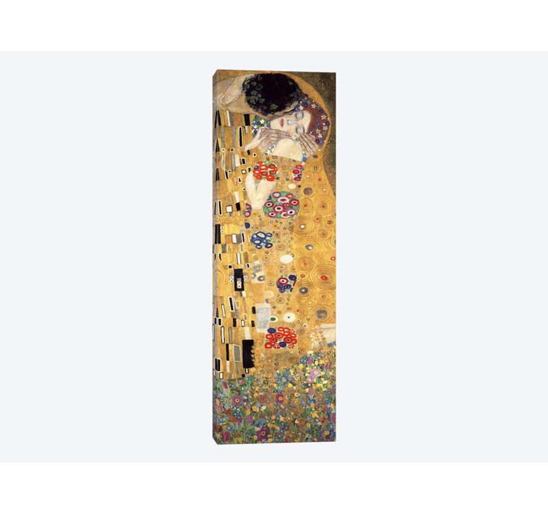 «Le baiser, culture verticale» par Gustav Klimt - impression sur toile tendue, H 36 po x l 12 po x P 1,5 po, Toile tendue