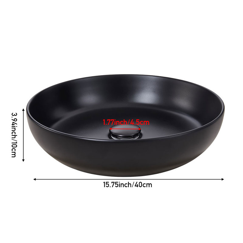 Metro Lane 400mm L x 400mm W Matte Black Ceramic Circular Sink