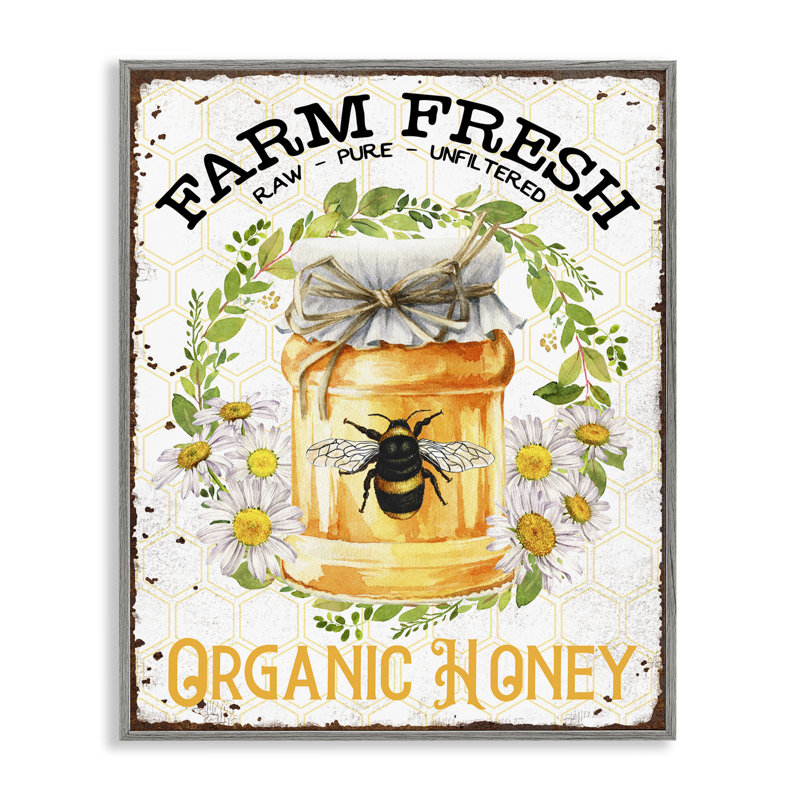 «Farm Fresh Organic Honey», estampe numérique par Creatif Belle, H 30 po x l 24 po, Estampe numérique Farmhouse