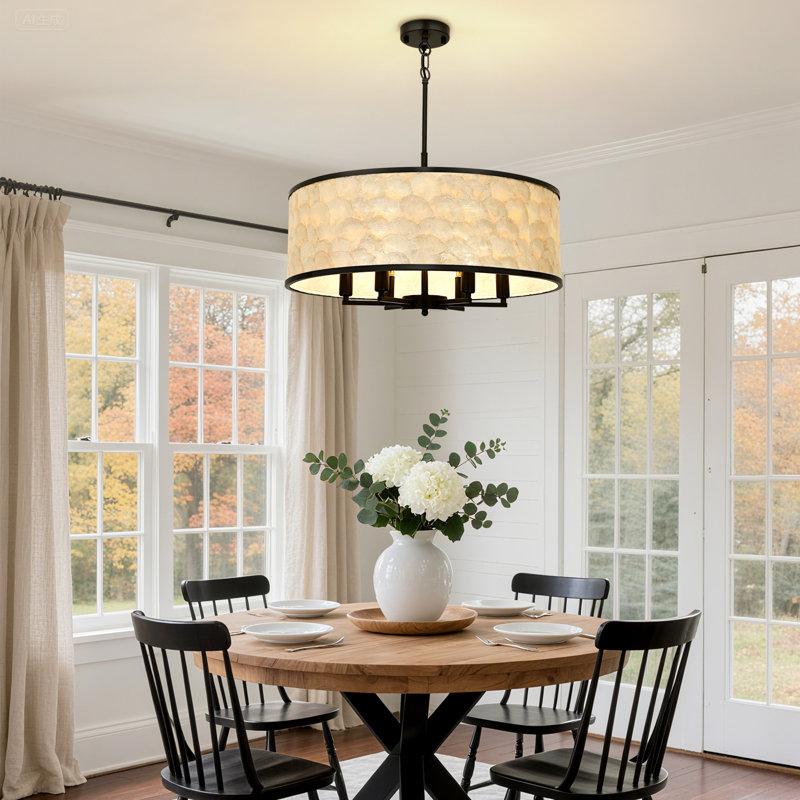 6 - Light Chandelier, Matte Black