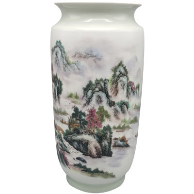  Chinese Porcelain Vase in White Landscape Decoration