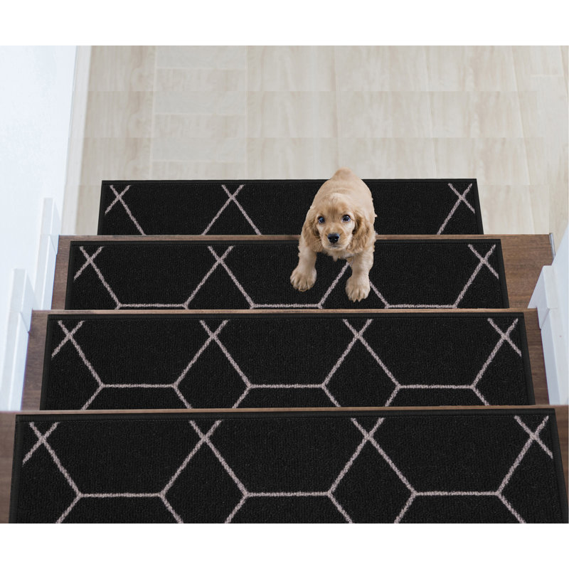 Tapis d'escalier antidérapant Akyia, Noir argent
