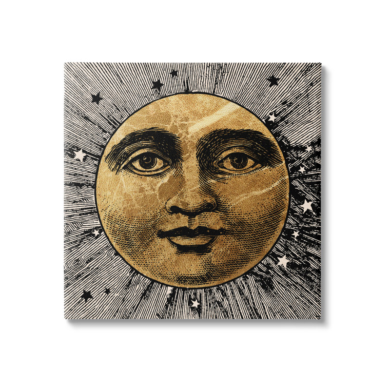 Az-287 - «Moon Face» par Lil 'Rue, Estampe numérique Farmhouse, H 17 po x l 17 po x P 1,5 po