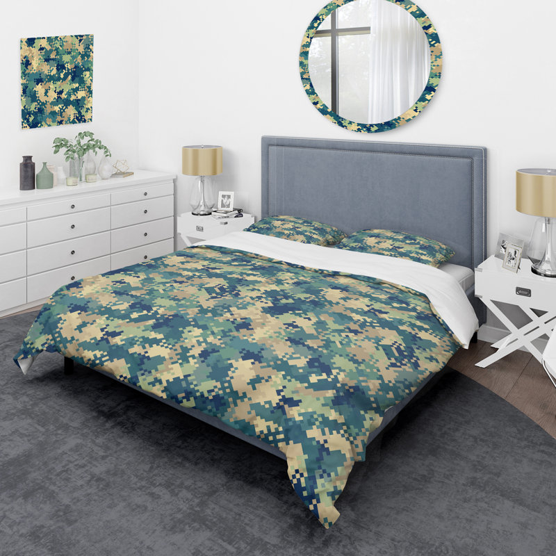 Multicolore Pixel Camouflage - Ensemble de housse de couette abstrait - Microfibre de polyester