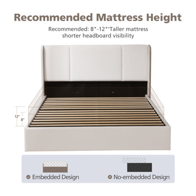 Juanetta Hydraulic Lift Up Storage Wingback Upholstered Platform Bed