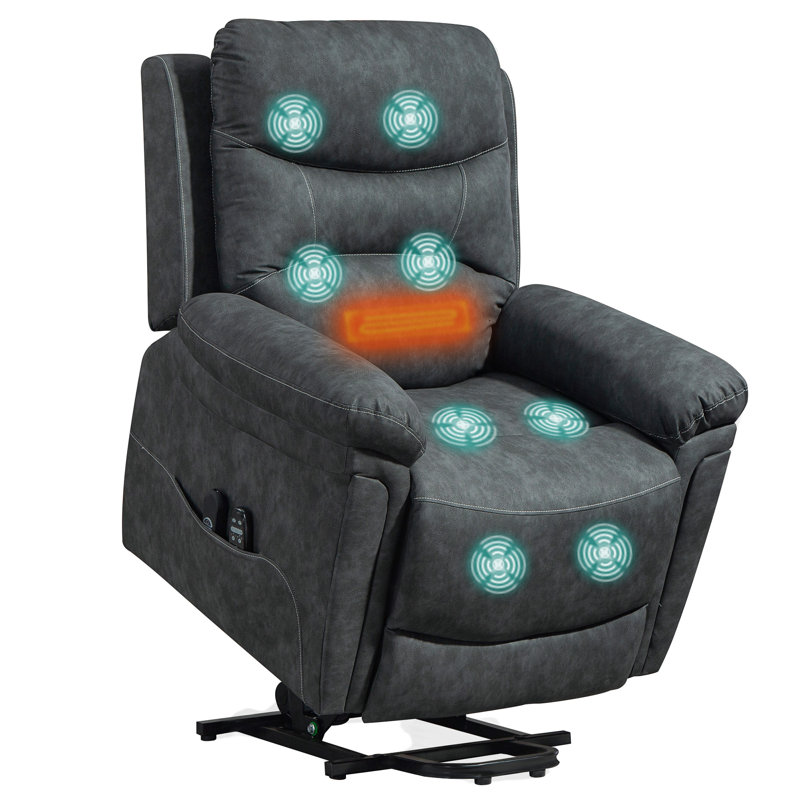 96cm Wide Lift Assist Standard Recliner with Massager, Grey