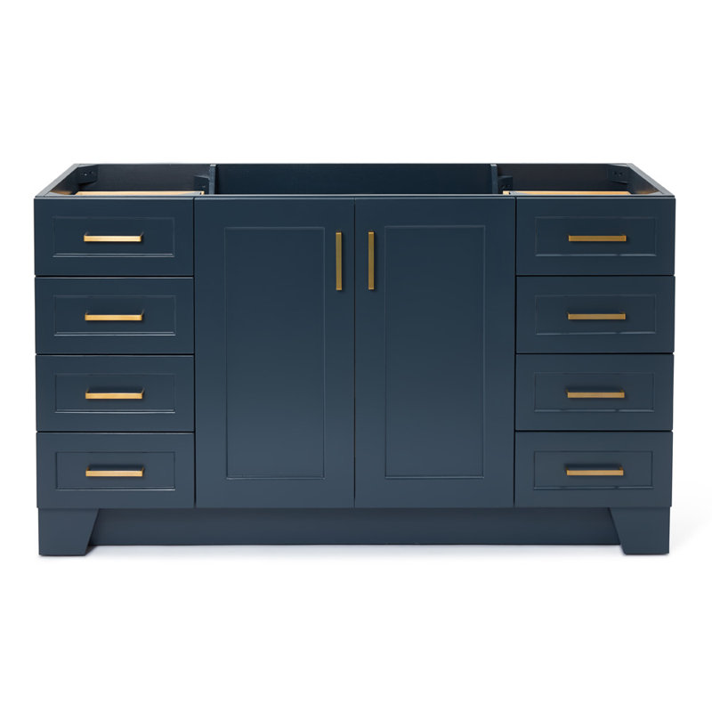 Freitas 60'' Solid Wood Single Bathroom Vanity in Midnight Blue, Base Cabinet without Top, Midnight Blue