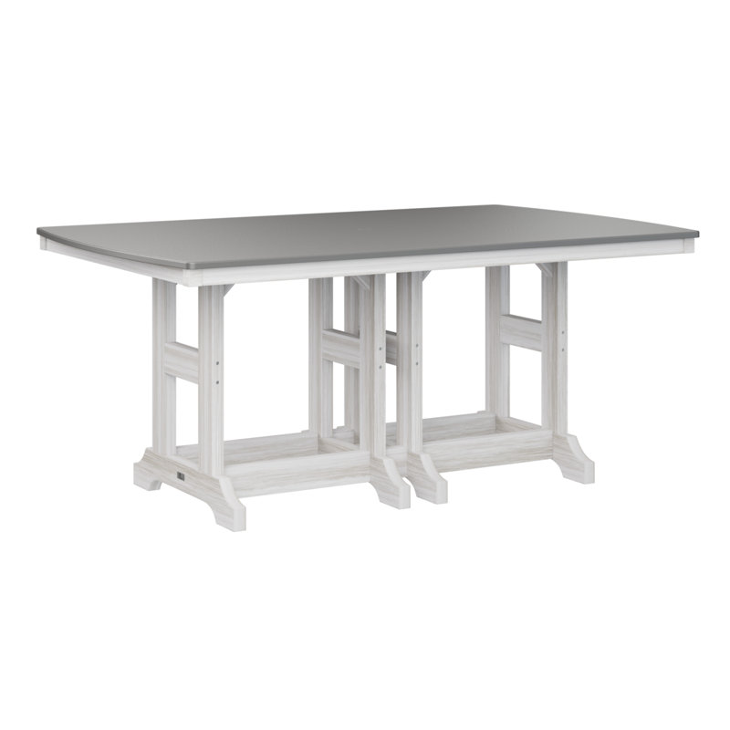 Table de salle à manger rectangulaire Berlin Garden, Acier inoxydable martelé, H 30,87 po x l 72 po x P 44 po, Coquillage
