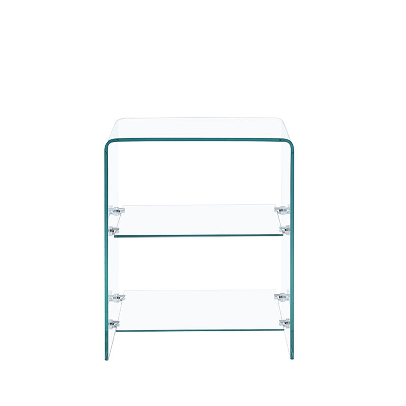 Table d'appoint 2 couches en verre trempé, table de canapé en verre transparent