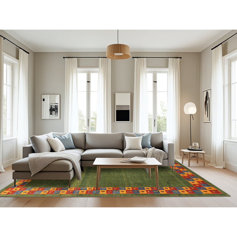 Tapis abstrait rouge / vert Cheatum, Rectangle 8 pi x 10 pi