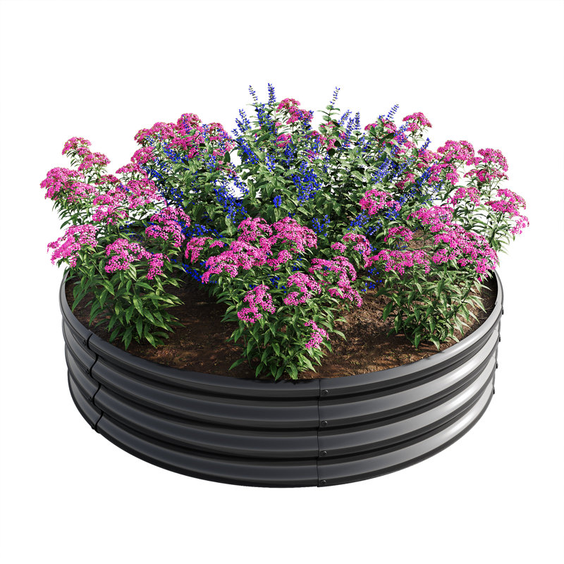 Round Metal Raised Garden Bed, Black, 11.42" H x 47.24" W x 47.24" D