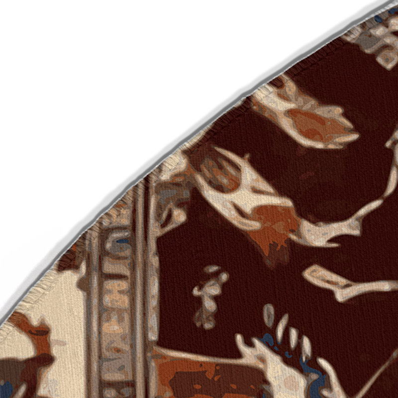 Tapis d'intérieur et d'extérieur brun Persian, Rond 5 pi