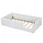 Lit plateforme simple tapissier avec garde-corps et station de charge, blanc