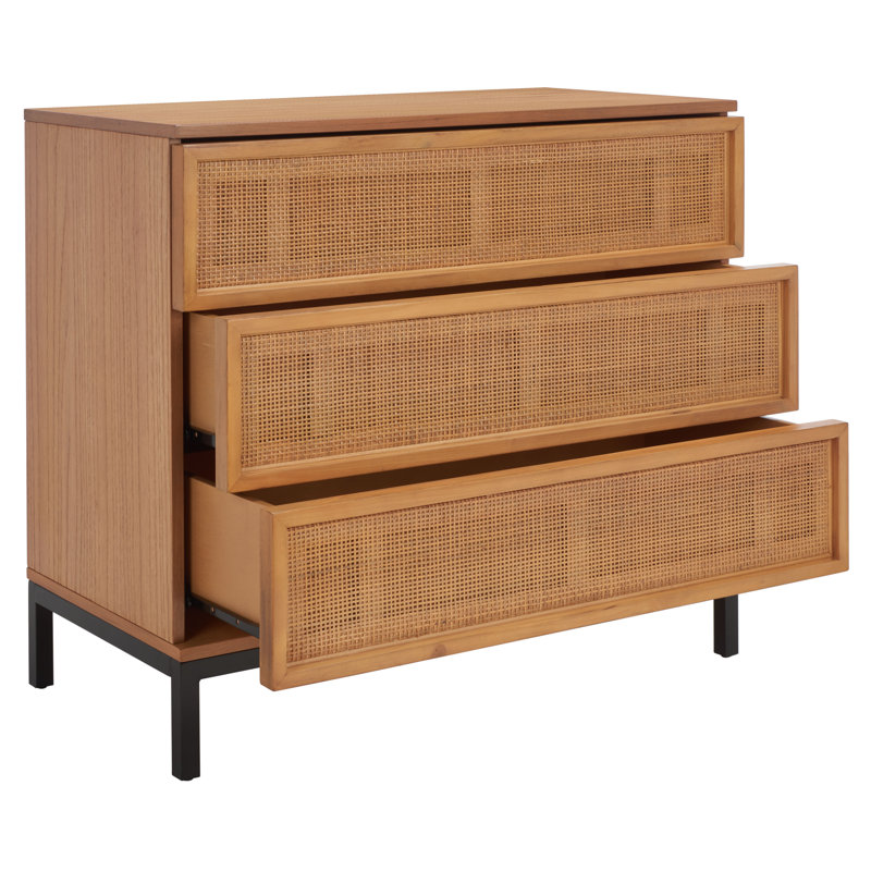 Prudhoe 34'' W 3 - Drawer Dresser, Black/Natural