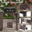 Chariot de cuisine extérieure 78,26 x 19,68 x 36,21 pouces, acier inoxydable et bois, monobloc, brun, pliable, avec table de grillade.-172396480-172396543